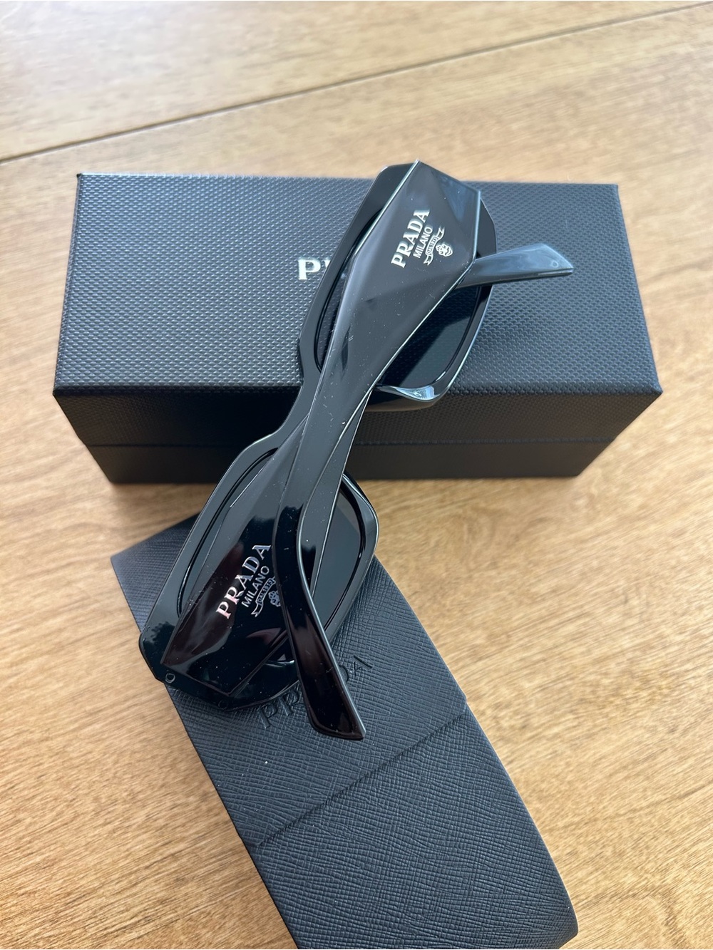 Prada Gloss Black Geometric Frame Sunglasses - Picture 4 of 4